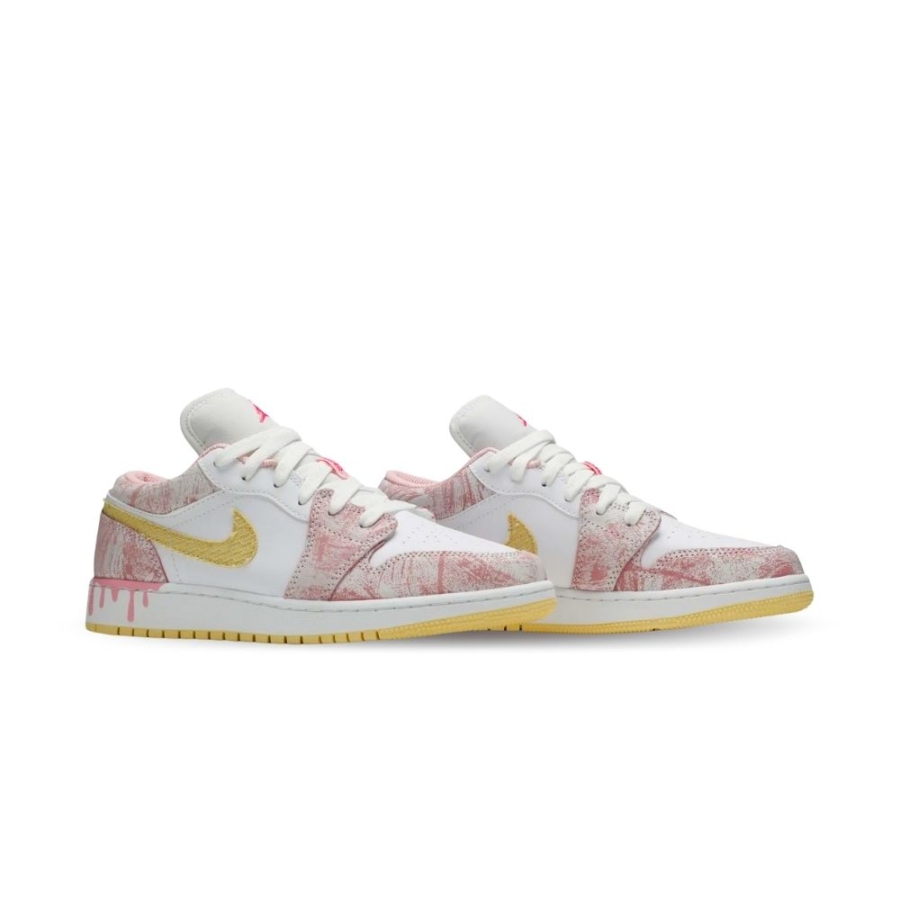 Angled front view of a full pair of Air Jordan 1