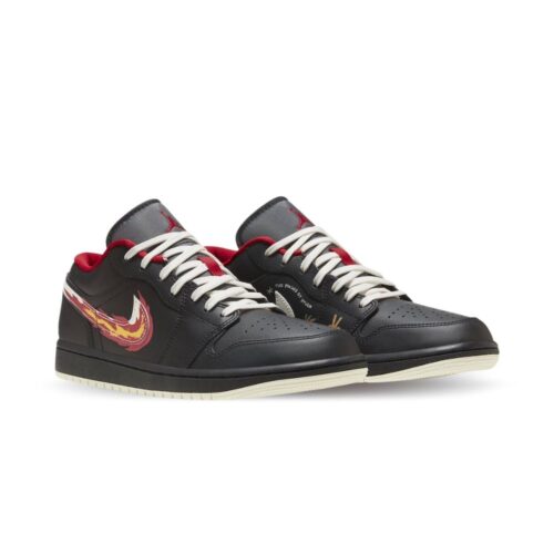 Angled front view of a full pair of Air Jordan 1