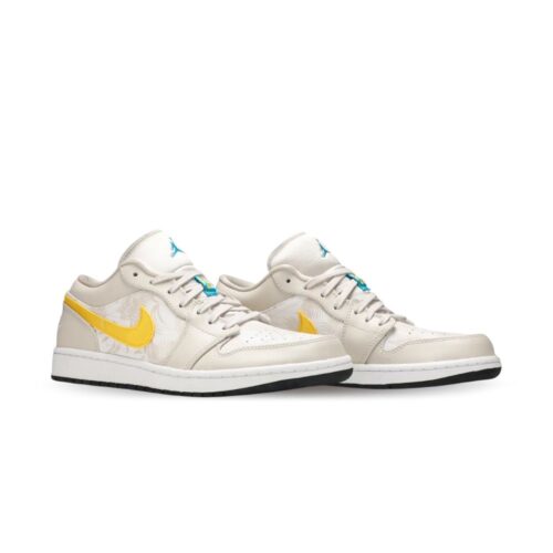 Angled front view of a full pair of Air Jordan 1