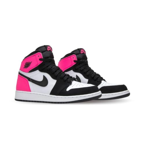 Angled front view of a full pair of Air Jordan 1