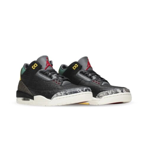 Angled front view of a full pair of Air Jordan 3