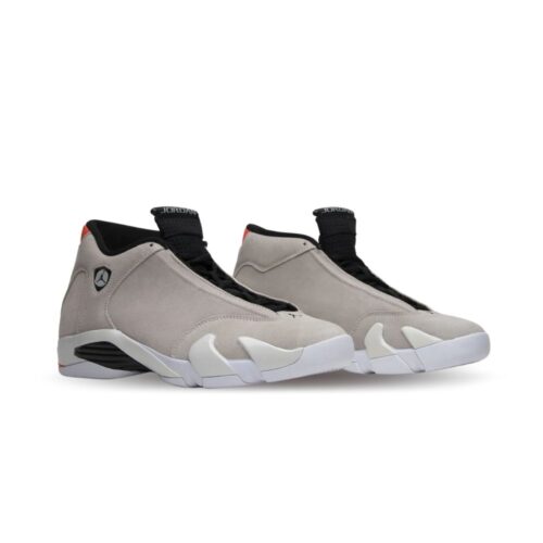 Angled front view of a full pair of Air Jordan 14
