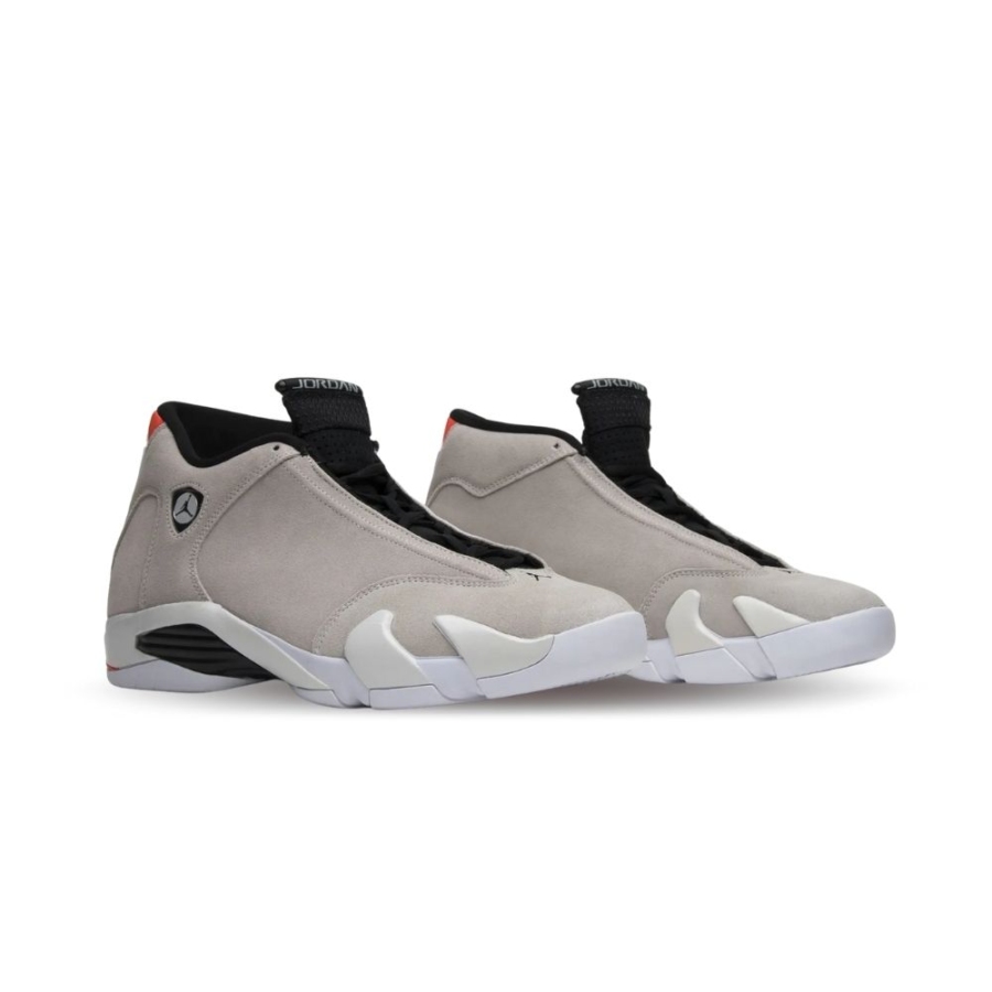 Angled front view of a full pair of Air Jordan 14