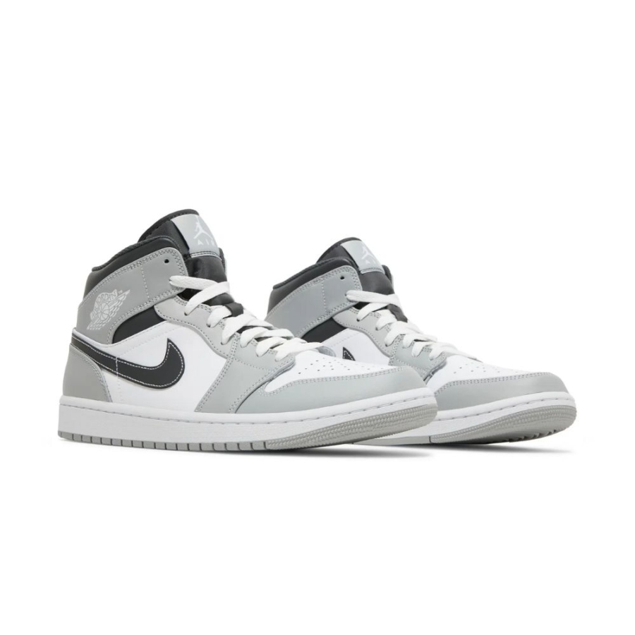 Angled front view of a full pair of Air Jordan 1