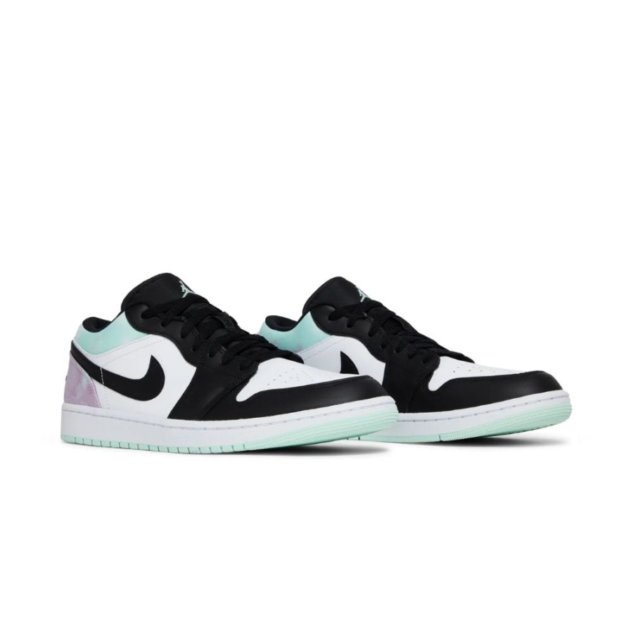 Angled front view of a full pair of Air Jordan 1