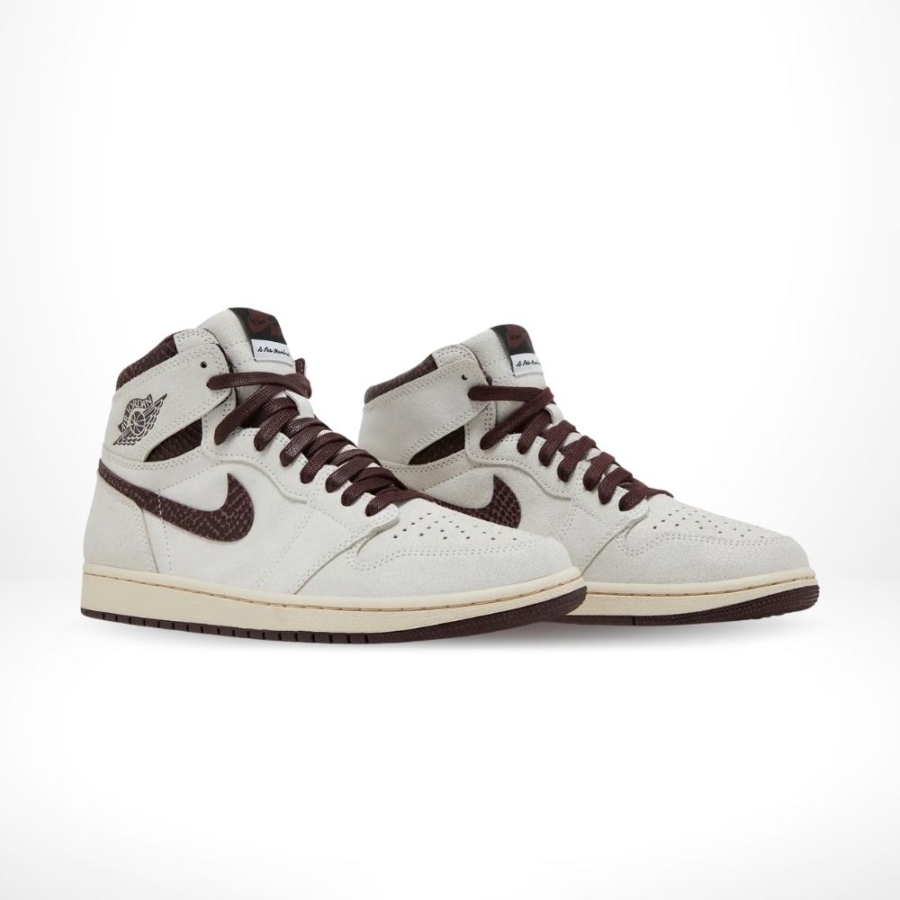 Angled front view of a full pair of Air Jordan 1