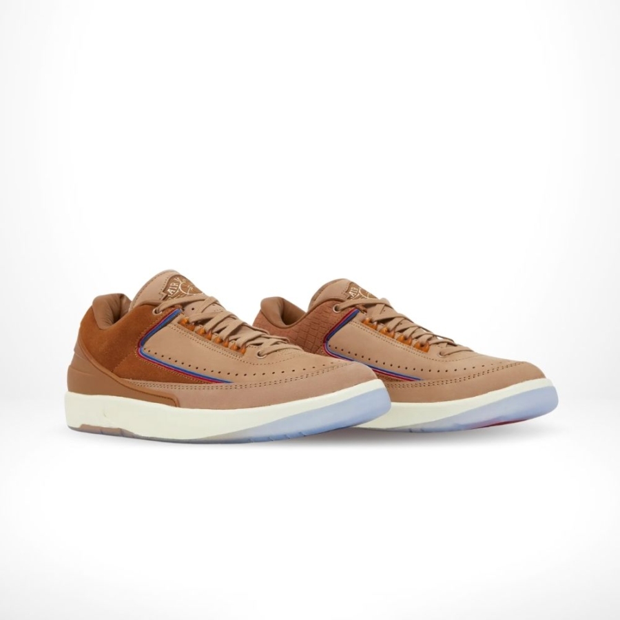 Angled front view of a full pair of Air Jordan 2