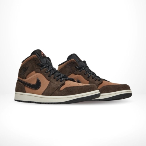 Angled front view of a full pair of Air Jordan 1