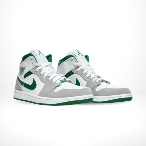 Angled front view of a full pair of Air Jordan 1