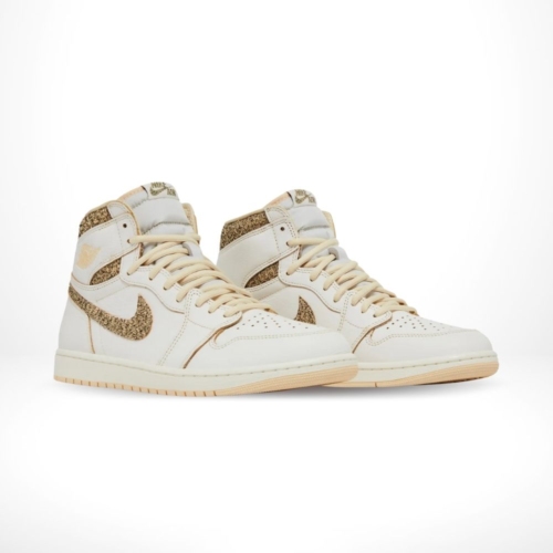 Angled front view of a full pair of Air Jordan 1