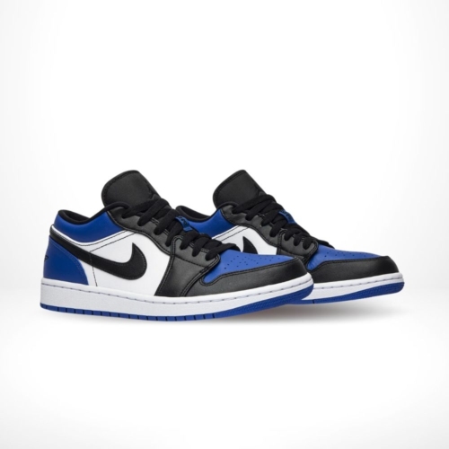 Angled front view of a full pair of Air Jordan 1