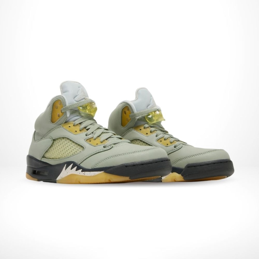 Angled front view of a full pair of Air Jordan 5