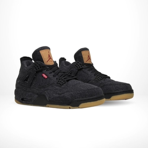 Angled front view of a full pair of Air Jordan 4