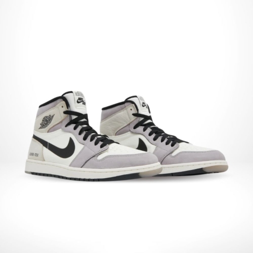 Angled front view of a full pair of Air Jordan 1