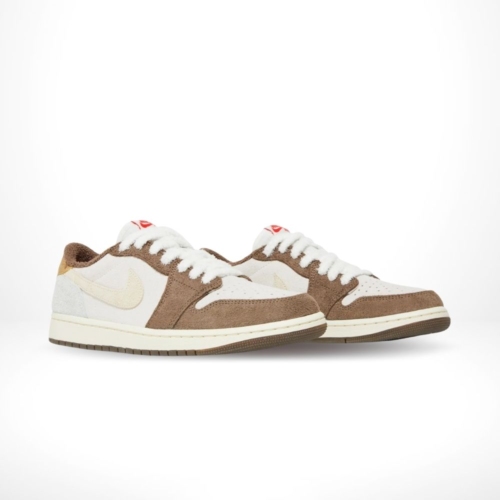 Angled front view of a full pair of Air Jordan 1