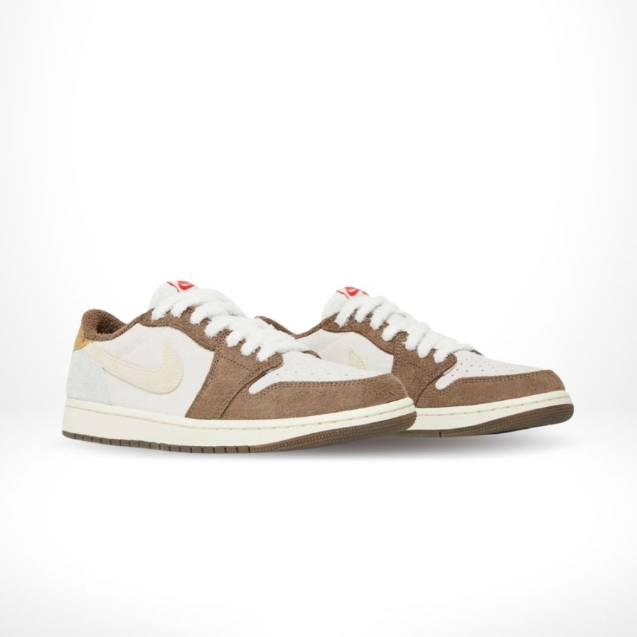 Angled front view of a full pair of Air Jordan 1