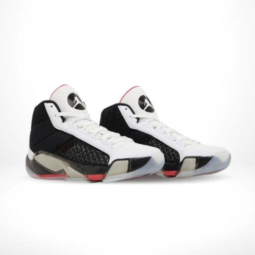 Angled front view of a full pair of Air Jordan 38