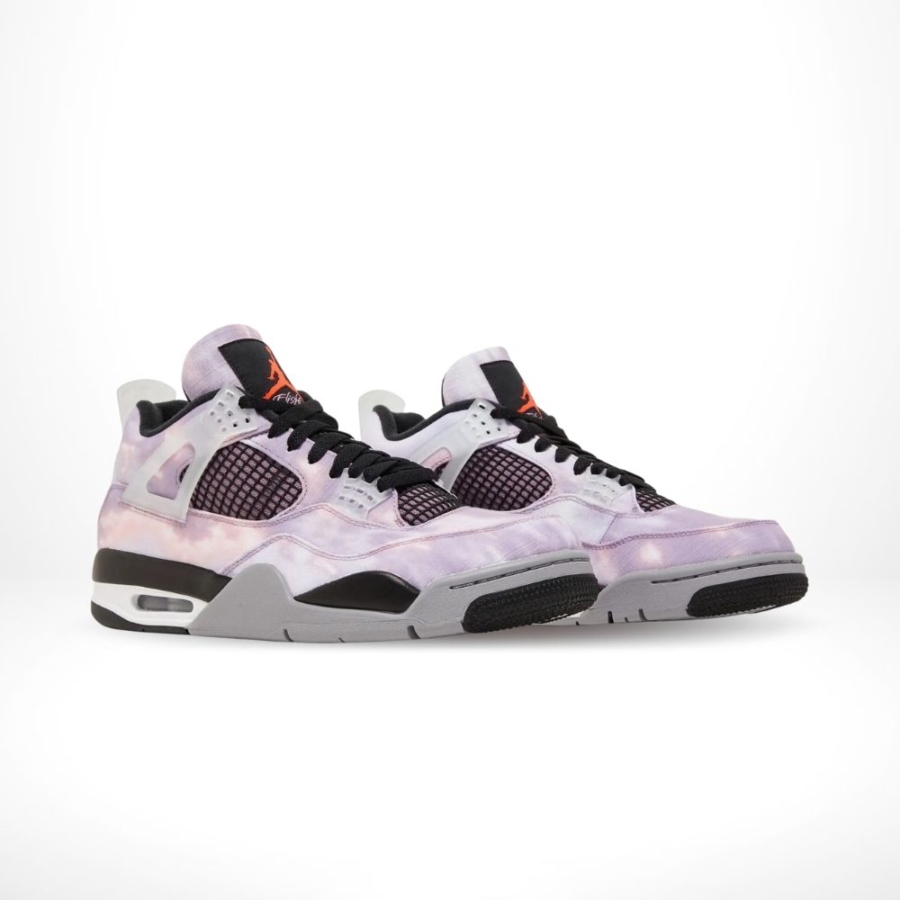 Angled front view of a full pair of Air Jordan 4