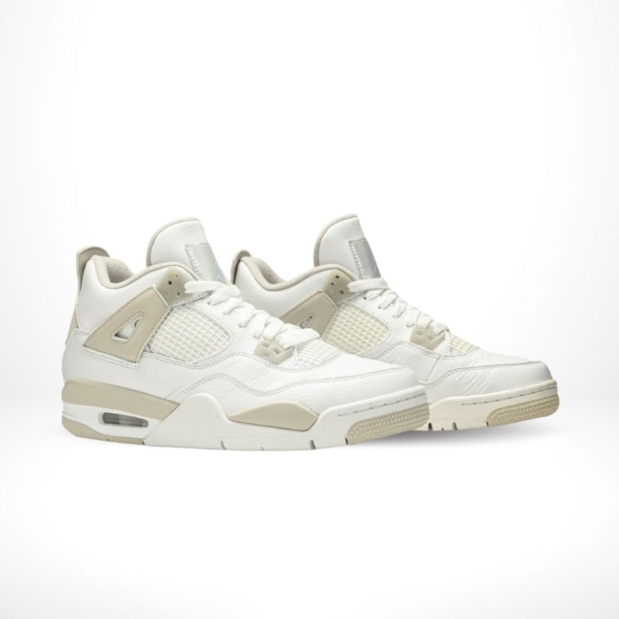 Angled front view of a full pair of Air Jordan 4