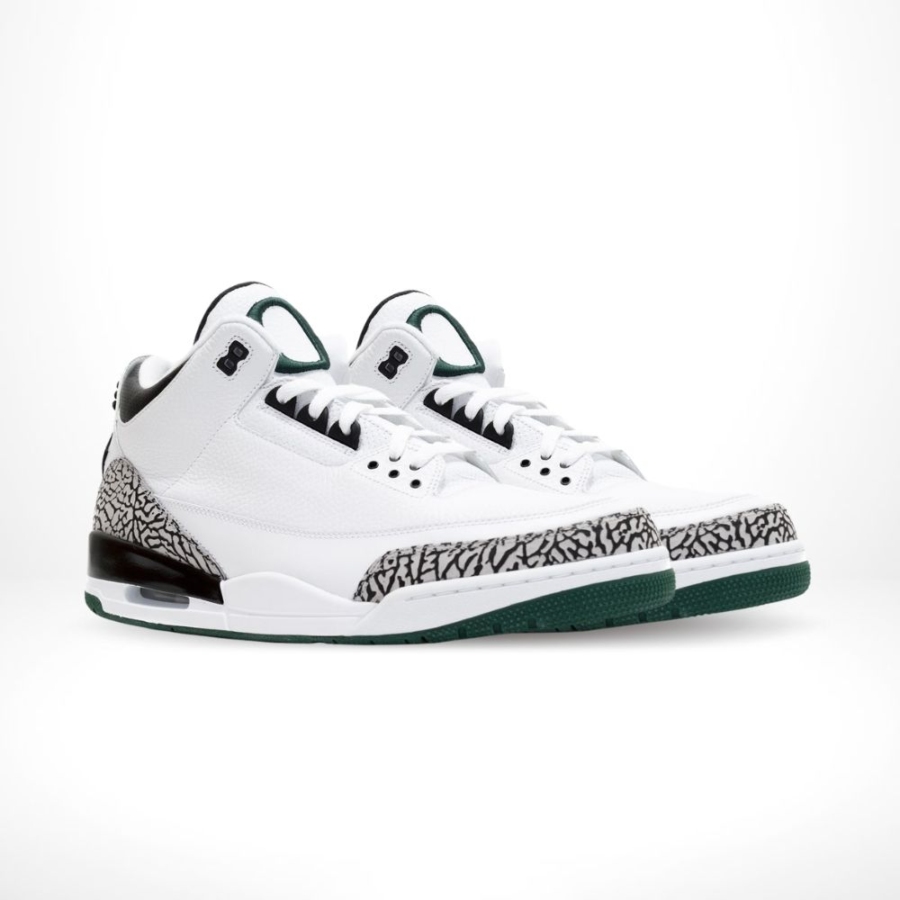 Angled front view of a full pair of Air Jordan 3