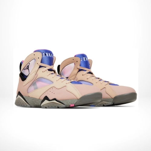 Angled front view of a full pair of Air Jordan 7