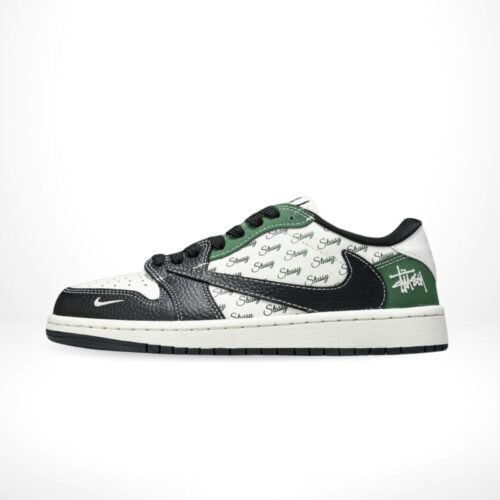 Air Jordan 1 Low x Travis Scott x Stussy Black Green Custom - Image 3