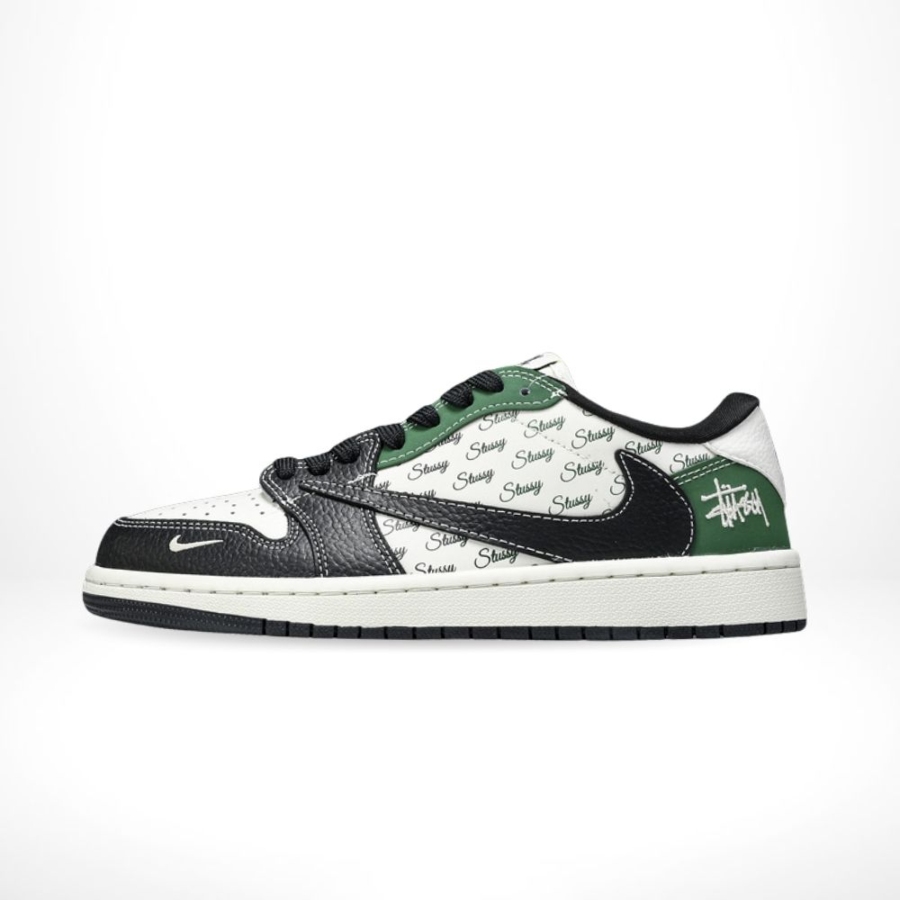 Air Jordan 1 Low x Travis Scott x Stussy Black Green Custom - Image 3
