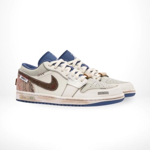 Angled front view of the custom Air Jordan 1 Low