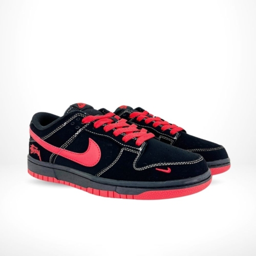 Angled front view of a full pair of Nike SB Dunk Low