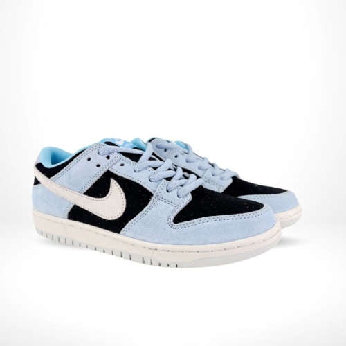 Angled front view of a full pair of Nike SB Dunk Low