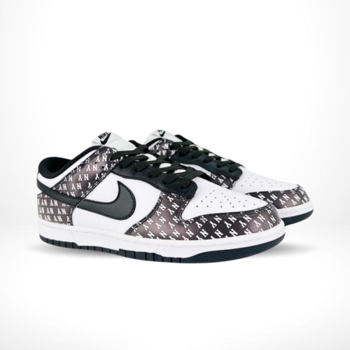 Angled front view of a full pair of Nike Dunk Low