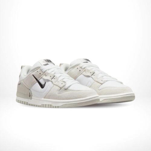 Angled front view of a full pair of Nike Dunk Low