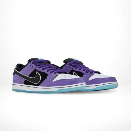 Angled front view of a full pair of Nike SB Dunk Low
