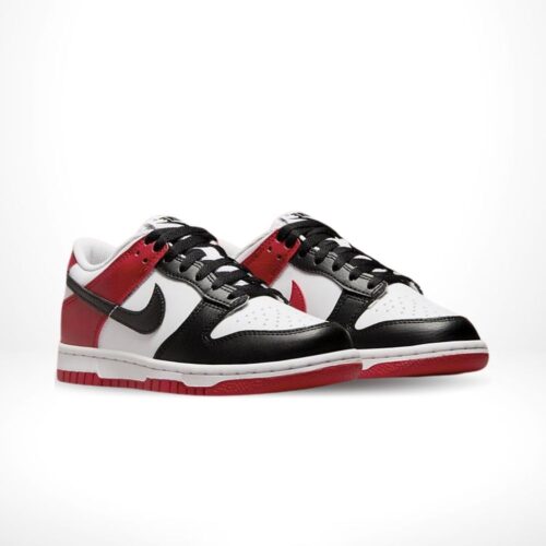 Angled front view of a full pair of Nike Dunk Low