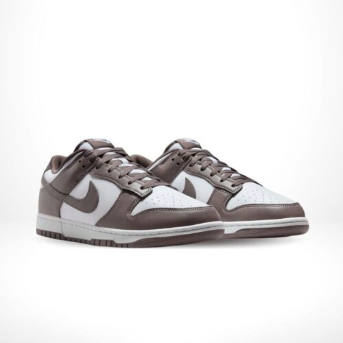 Angled front view of a full pair of Nike Dunk Low