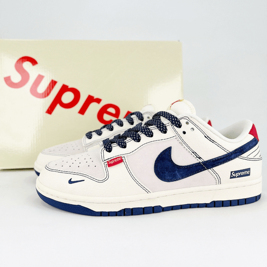 Nike SB Dunk Low X Supreme Beige Blue Smaill Hook Stars - Image 7