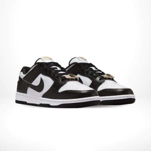 Angled front view of a full pair of Nike Dunk Low