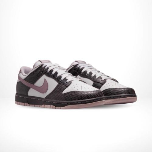 Angled front view of a full pair of Nike Dunk Low