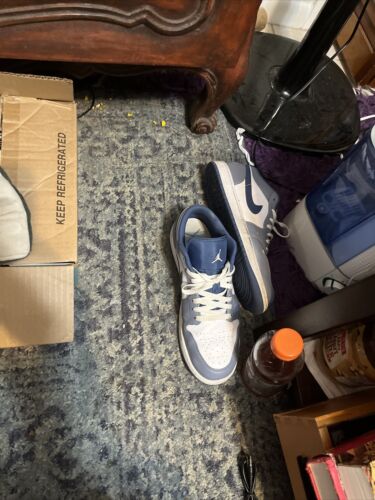 NIKE AIR JORDAN 1 LOW ASHEN SLATE NAVY BLUE WHITE 553558 414 photo review
