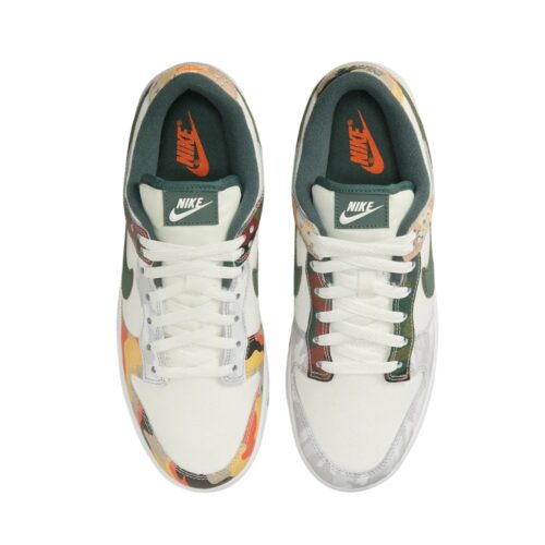 NIKE DUNK LOW SE MULTI CAMO SAIL VINTAGE GREEN TOTAL ORANGE WHITE DH0957 100 - Image 4