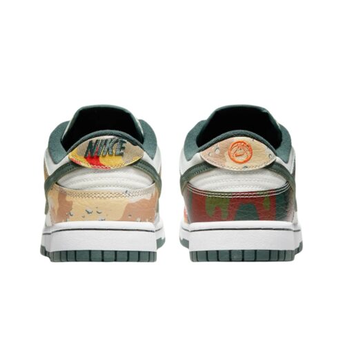NIKE DUNK LOW SE MULTI CAMO SAIL VINTAGE GREEN TOTAL ORANGE WHITE DH0957 100 - Image 5