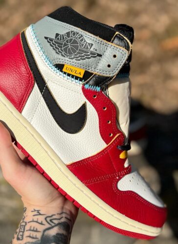 NIKE AIR JORDAN 1 HIGH OG CHICAGO X UNION LA VARSITY RED BLACK SAIL SHADOW GREY MUSLIN HV8563 600 photo review