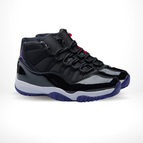 Angled front view of a full pair of Air Jordan 11