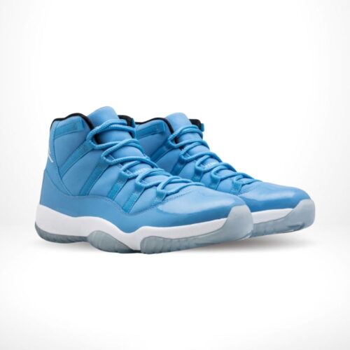 Angled front view of a full pair of Air Jordan 11