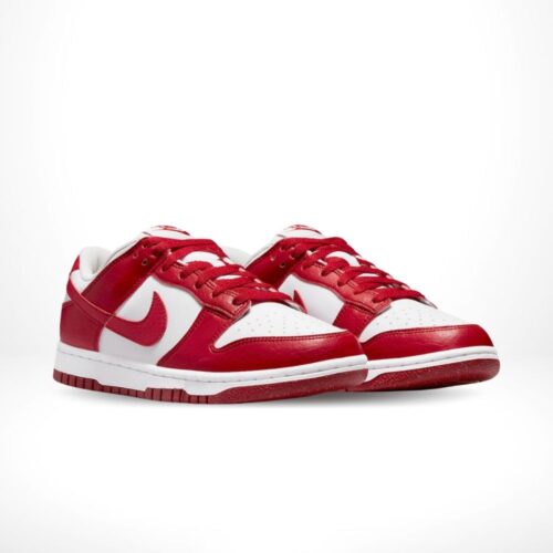 Angled front view of a full pair of Nike Dunk Low