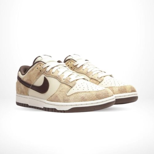 Angled front view of a full pair of Nike Dunk Low