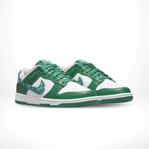Angled front view of a full pair of Nike Dunk Low