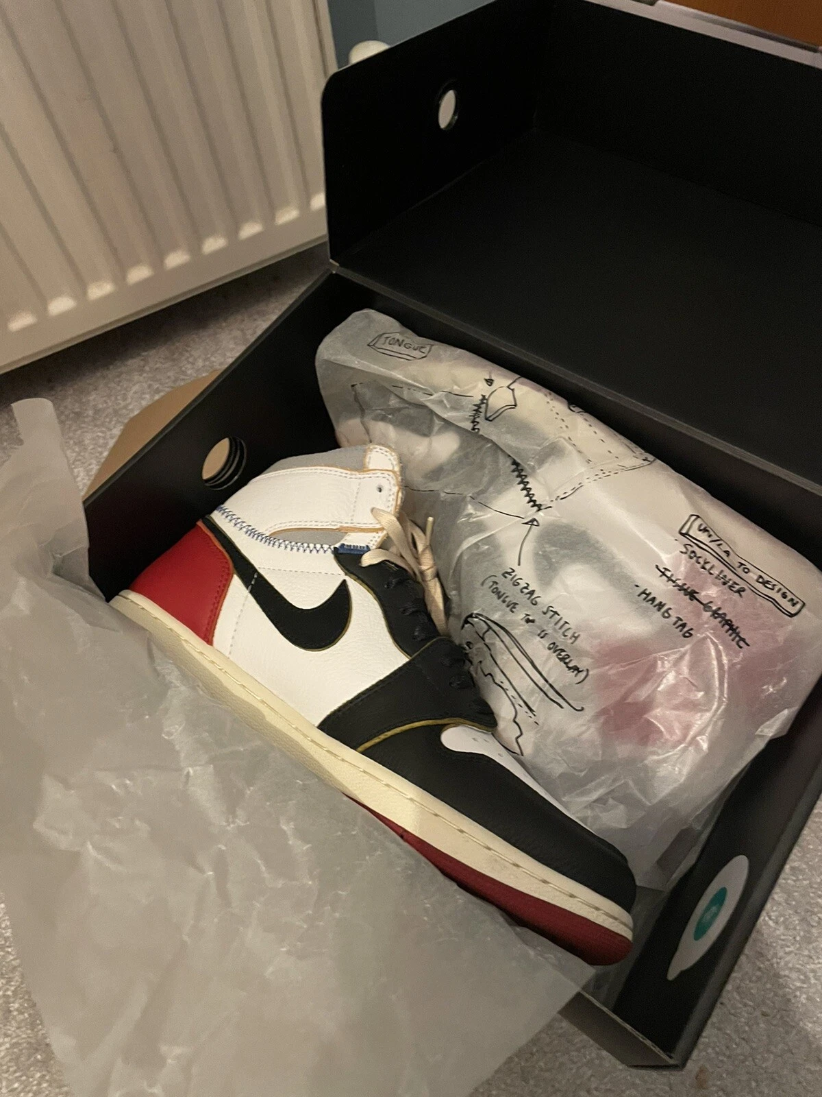 NIKE AIR JORDAN 1 RETRO HIGH UNION LA NRG BLACK TOE WHITE BLACK VARSITY RED WOLF GREY BV1300 106 photo review