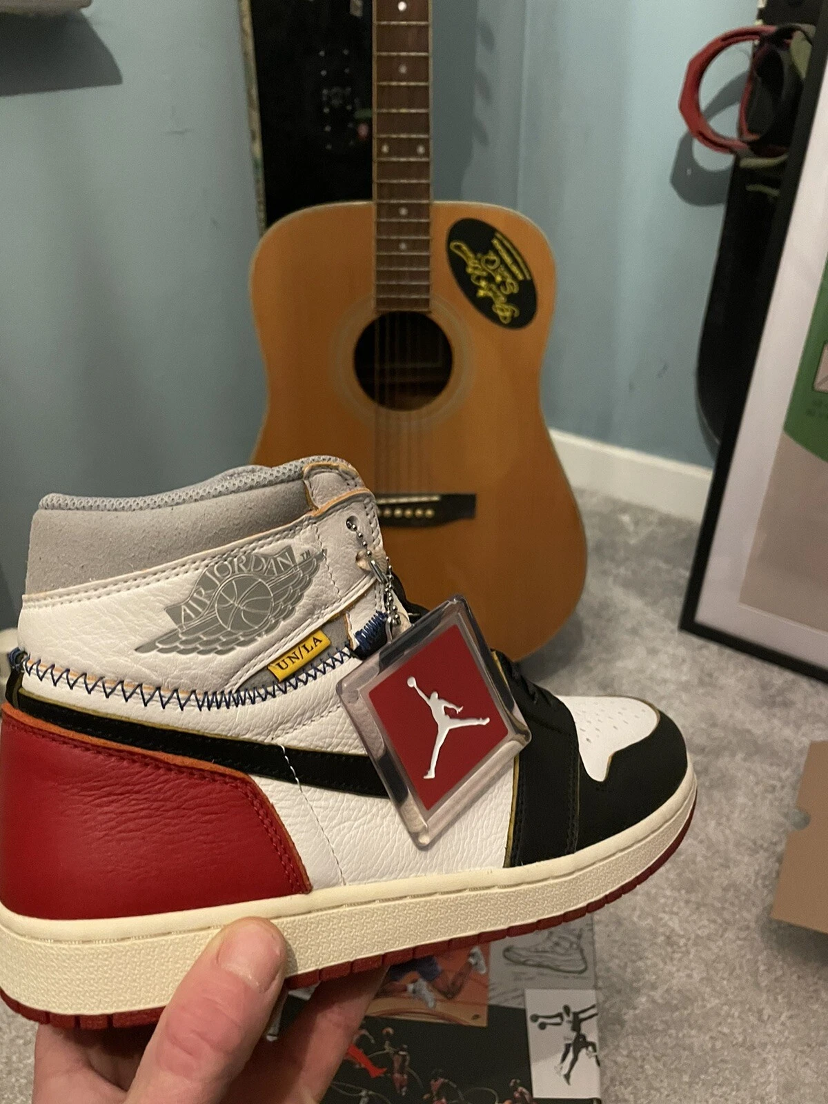 NIKE AIR JORDAN 1 RETRO HIGH UNION LA NRG BLACK TOE WHITE BLACK VARSITY RED WOLF GREY BV1300 106 photo review