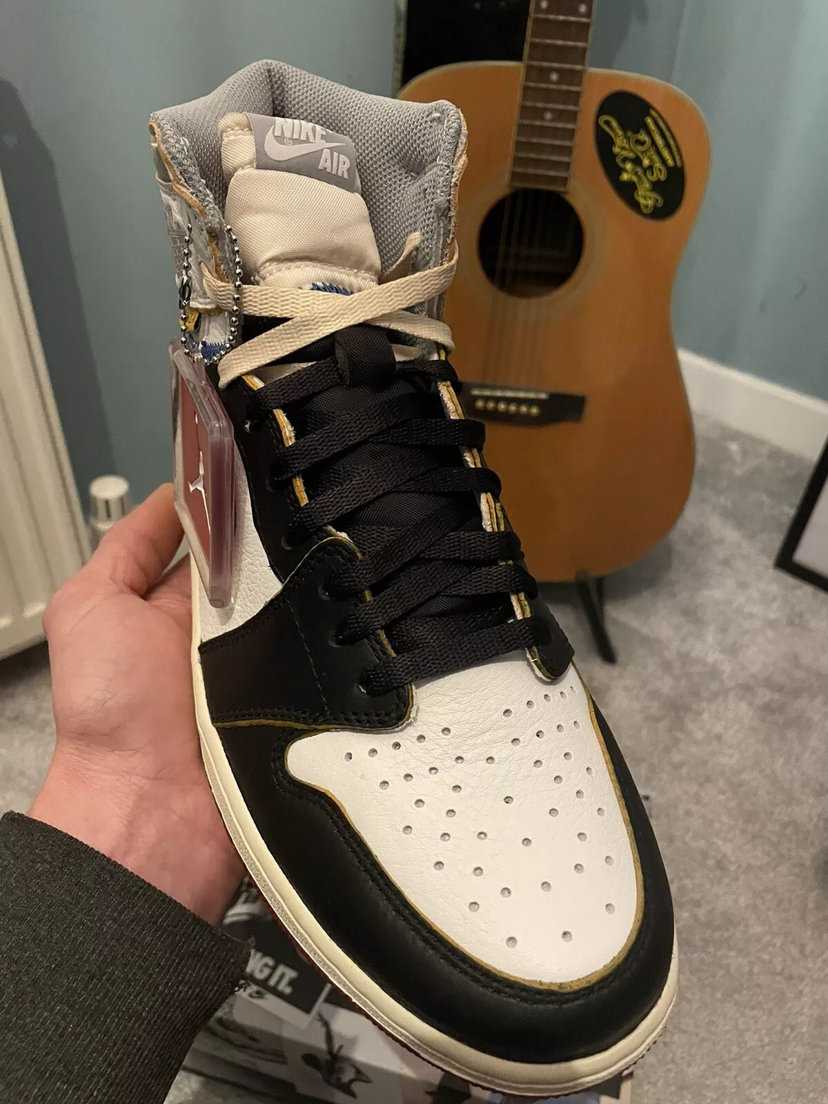 NIKE AIR JORDAN 1 RETRO HIGH UNION LA NRG BLACK TOE WHITE BLACK VARSITY RED WOLF GREY BV1300 106 photo review